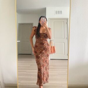 Elegant Brown Patchwork Dress